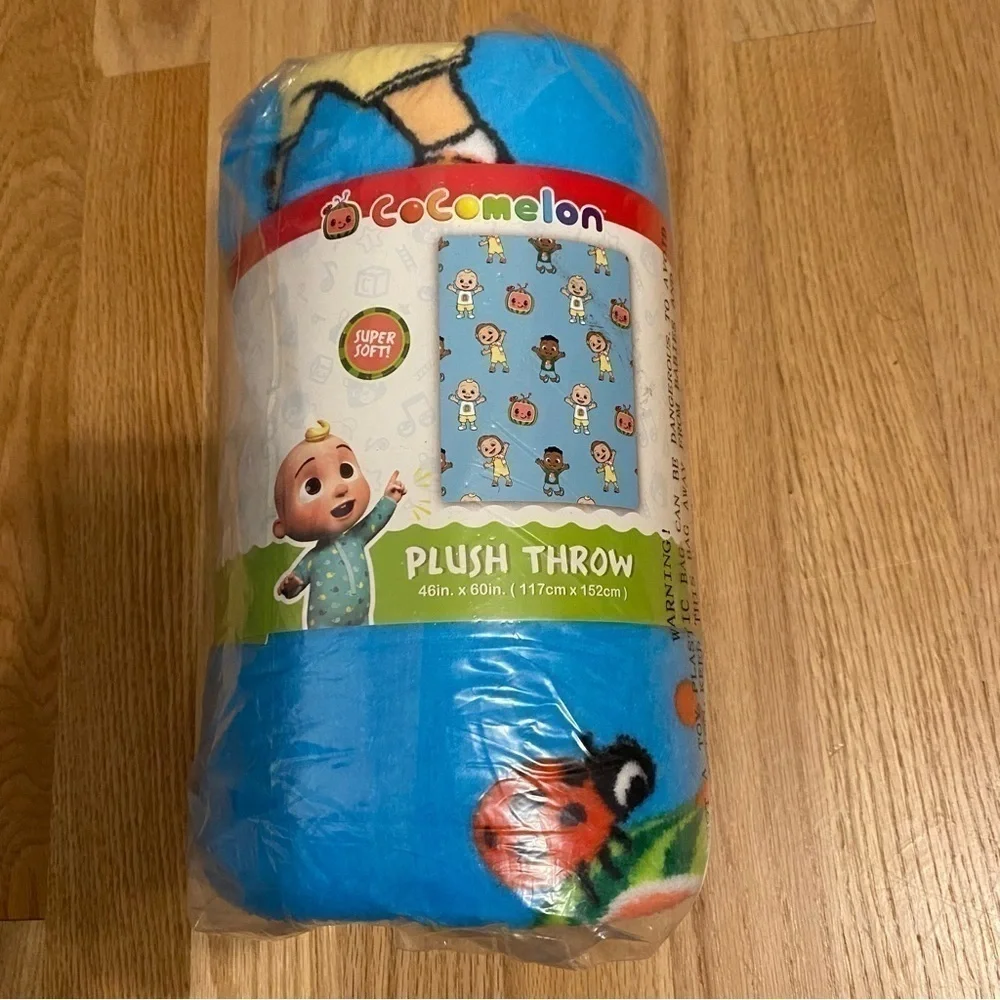 Cocomelon Plush Throw Blanket NEW 46x60” Blue